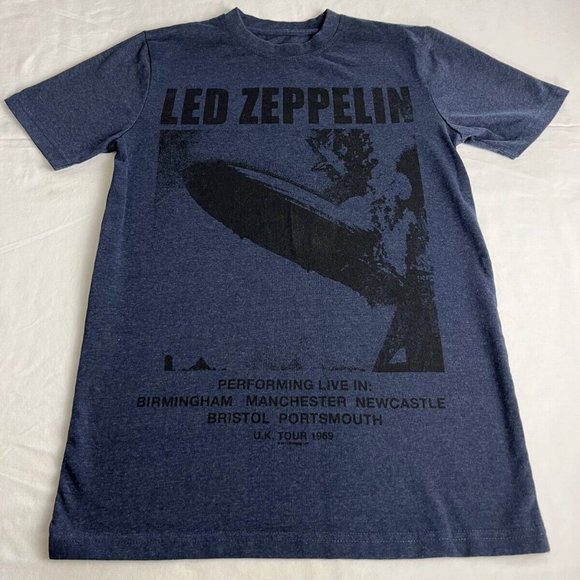 LED Zepplin U.K. Tour 1969 T-Shirt Women's Size Small Blue Graphic Cotton Blend - Picture 1 of 7